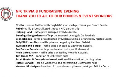 Thank you to all our Donors and Event Sponsors