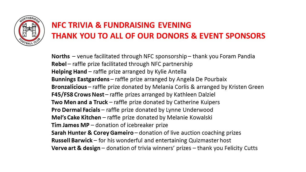 Thank you to all our Donors and Event Sponsors