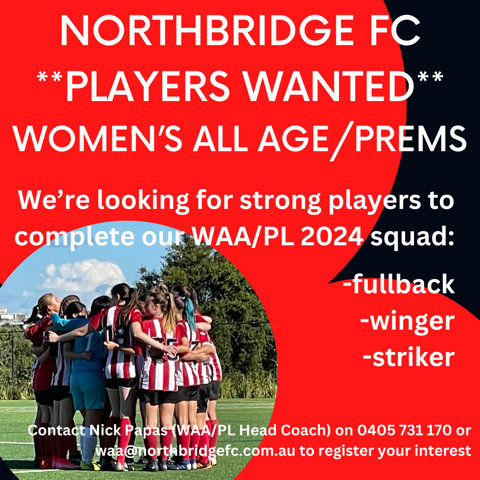 Players Wanted Women's Age Prems
